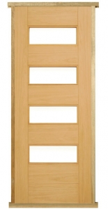 Copenhagen 4-Light Prehung Solid Oak External Door